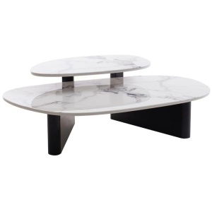 Inga Marble Textured Glass Coffee Table - Black by Interior Secrets - AfterPay Available