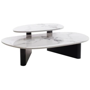 Inga Marble Textured Glass Coffee Table - Black by Interior Secrets - AfterPay Available