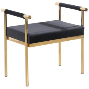 Interior Ave - Cuba Velvet Vanity Stool - Black