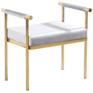 Interior Ave - Cuba Velvet Vanity Stool - White