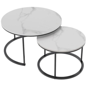 Interior Ave - Executive Stone Nested Coffee Table Set - White & White