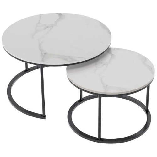 Interior Ave - Executive Stone Nested Coffee Table Set - White & White