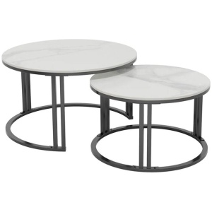 Interior Ave - Premier Nested Coffee Table Set - White Marble Stone