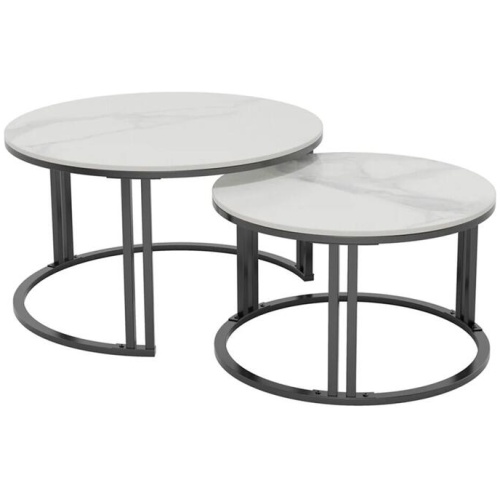 Interior Ave - Premier Nested Coffee Table Set - White Marble Stone
