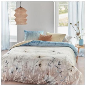 Isabelle Cotton Sateen Light Blue Quilt Cover Sets by Bedding House Queen