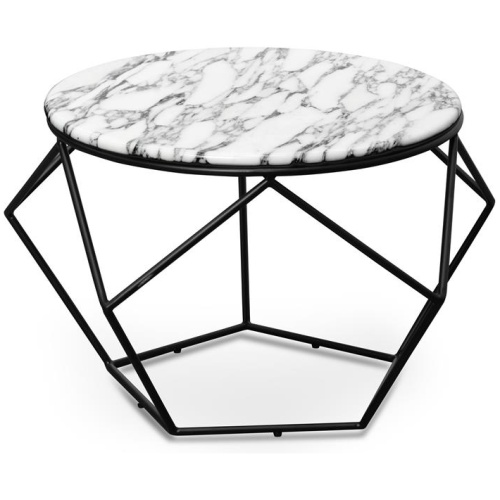 Ivan 72cm Round Marble Coffee Table - Matt Black Base - Last One by Interior Secrets - AfterPay Available