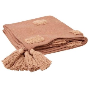 J Elliot Home Quinn 100% Cotton Textured Throw 130 x 160 cm Clay Pink & Soft Pink