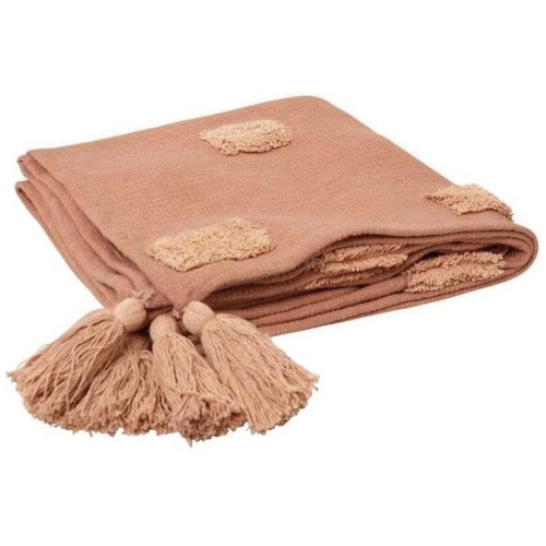 J Elliot Home Quinn 100% Cotton Textured Throw 130 x 160 cm Clay Pink & Soft Pink