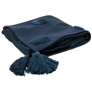 J Elliot Home Quinn 100% Cotton Textured Throw 130 x 160 cm Indigo & Majolica