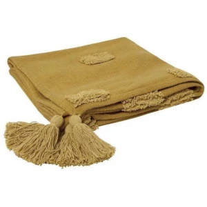 J Elliot Home Quinn 100% Cotton Textured Throw 130 x 160 cm Ochre & Jojoba