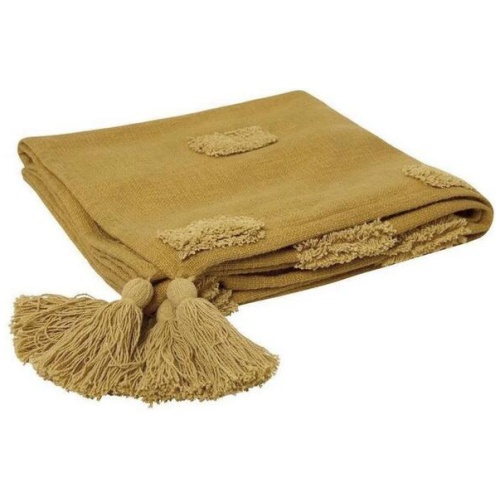 J Elliot Home Quinn 100% Cotton Textured Throw 130 x 160 cm Ochre & Jojoba