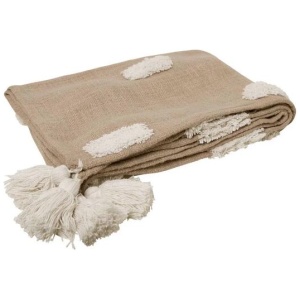 J Elliot Home Quinn 100% Cotton Textured Throw 130 x 160 cm Sandstone & Ivory