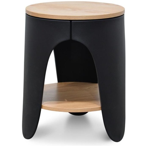 Jackson Round Side Table - Natural - Black by Interior Secrets - AfterPay Available