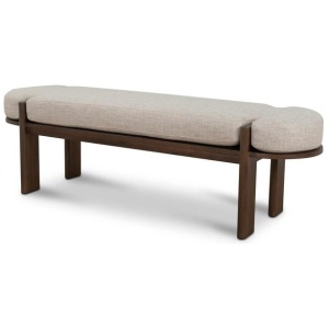 Jahoda 1.6m Walnut Elm Bench - Natural Linen by Interior Secrets - AfterPay Available