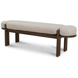 Jahoda 1.6m Walnut Elm Bench - Natural Linen by Interior Secrets - AfterPay Available