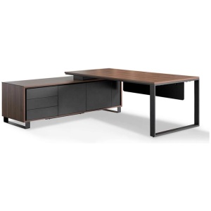 Janell 2.3m Left Return Office Desk - Walnut by Interior Secrets - AfterPay Available
