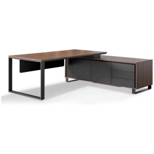 Janell 2.3m Right Return Office Desk - Walnut by Interior Secrets - AfterPay Available
