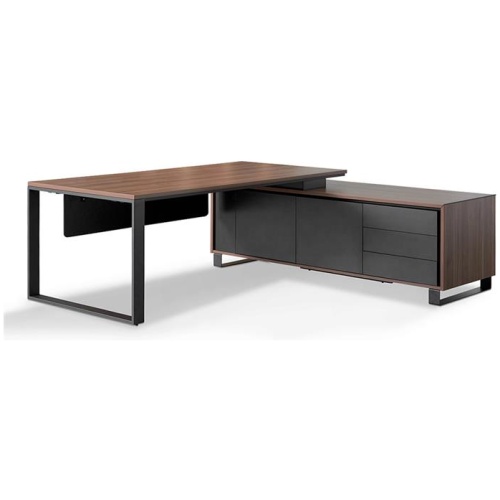 Janell 2.3m Right Return Office Desk - Walnut by Interior Secrets - AfterPay Available