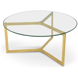 Janet 85cm Glass Round Coffee Table - Gold Base by Interior Secrets - AfterPay Available