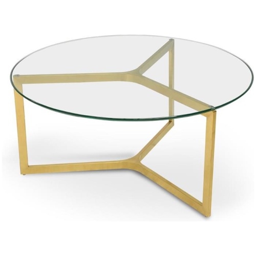 Janet 85cm Glass Round Coffee Table - Gold Base by Interior Secrets - AfterPay Available