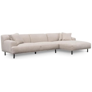 Jasleen 3 Seater Right Chaise Fabric Sofa - Sterling Sand by Interior Secrets - AfterPay Available