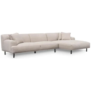 Jasleen 3 Seater Right Chaise Fabric Sofa - Sterling Sand by Interior Secrets - AfterPay Available