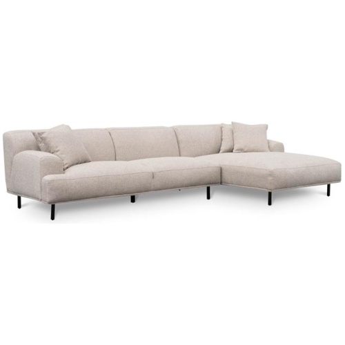 Jasleen 3 Seater Right Chaise Fabric Sofa - Sterling Sand by Interior Secrets - AfterPay Available