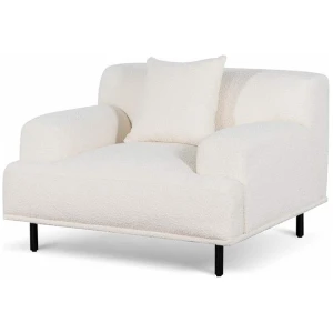 Jasleen Fabric Armchair - Ivory White Boucle with Black Legs - Last One by Interior Secrets - AfterPay Available