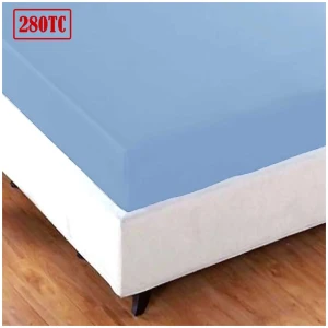 Jason Crisp Polyester Cotton Fitted Sheet Spring Blue - King