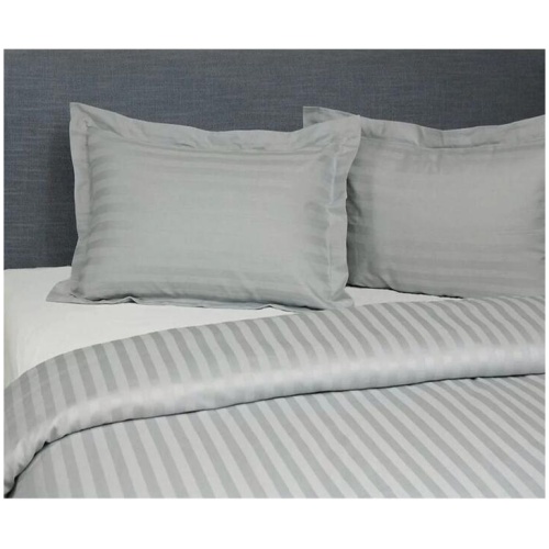 Jason Silver Satin Stripe Tailored Quilt Cover Set King