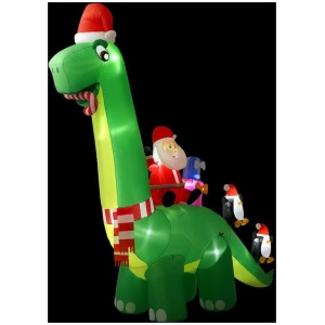 Jingle Jollys Christmas Inflatable Santa Dinosaur 3.8M Illuminated Decorations