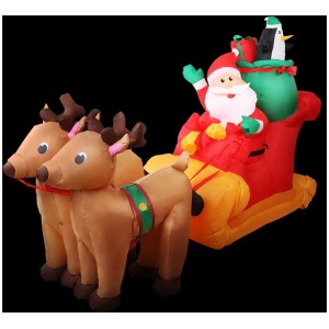 Jingle Jollys Christmas Inflatable Santa Sleigh 2.2M Illuminated Decorations