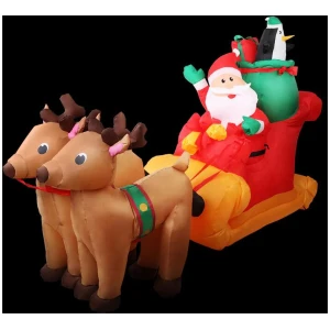 Jingle Jollys Christmas Inflatable Santa Sleigh 2.2M Illuminated Decorations