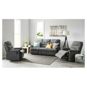 Jones 3 Piece Recliner Sofa Set Grey 5 Seater