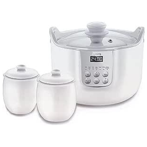 Joyoung White Porclain Slow Cooker 1.8L with 3 Ceramic Inner Containers