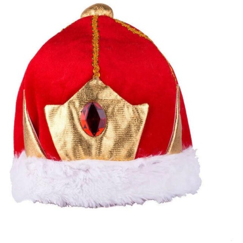 KING HAT Crown Costume Accessory Halloween Prince Party Dress Soft Gold/Red Cap