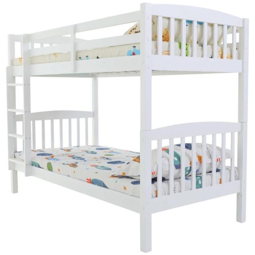 KINGSTON SLUMBER Wooden Kids Bunk Bed Frame, with Modular Design that can convert to 2 Single, White