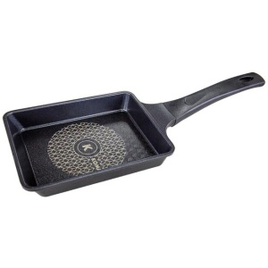 KOMAN Shinewon Frypan Frying Pan 19x14cm Non-stick Titanium Coat Square BLACK