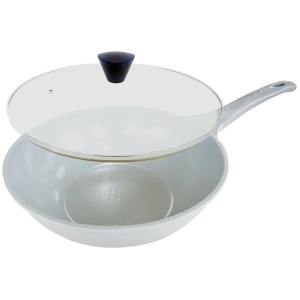 KOMAN Shinewon Vinch IH Wok Wokpan 28cm Non-stick Induction Ceramic + Glass Lid GREY