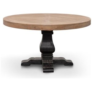 Kara Reclaimed 1.4m Round Dining Table - Natural Top and Black Base by Interior Secrets - AfterPay Available
