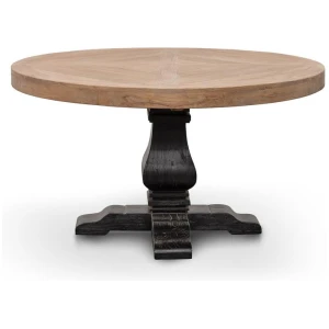 Kara Reclaimed 1.4m Round Dining Table - Natural Top and Black Base by Interior Secrets - AfterPay Available
