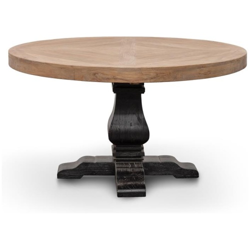 Kara Reclaimed 1.4m Round Dining Table - Natural Top and Black Base by Interior Secrets - AfterPay Available