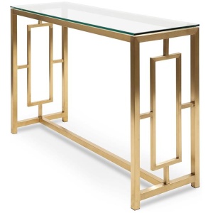 Kater Glass Console table - Brushed Gold Base by Interior Secrets - AfterPay Available