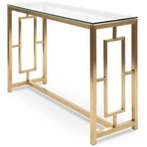 Kater Glass Console table - Brushed Gold Base by Interior Secrets - AfterPay Available