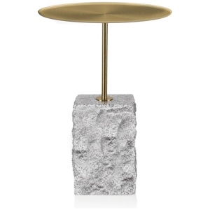 Kelvin 45 cm Brushed Gold Side Table - Faceted Granite Marble by Interior Secrets - AfterPay Available