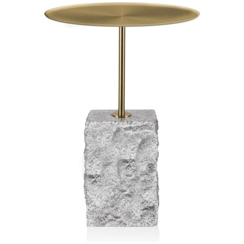 Kelvin 45 cm Brushed Gold Side Table - Faceted Granite Marble by Interior Secrets - AfterPay Available