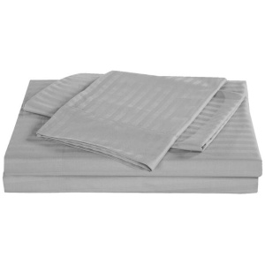 Kensington 1200 Thread Count 100% Egyptian Cotton Sheet Set Stripe Hotel Grade - Queen - Silver