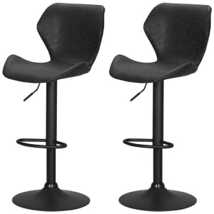 Kings Set of 2 Bar Stools Kitchen Stool Chairs Metal Barstool Swivel Black Frawley