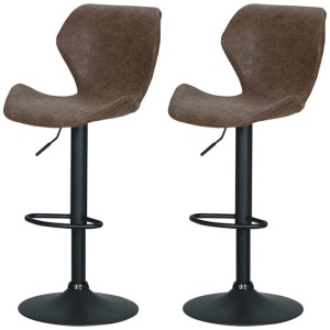 Kings Set of 2 Bar Stools Kitchen Stool Chairs Metal Barstool Swivel Brown Frawley