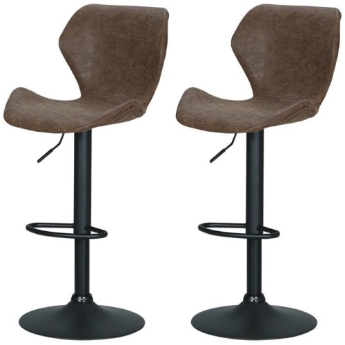 Kings Set of 2 Bar Stools Kitchen Stool Chairs Metal Barstool Swivel Brown Frawley